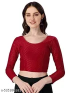 Lycra Ready Made Blouse for Women, Maroon 