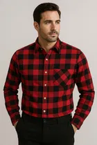 Cotton Blend Checkered Shirt for Men, Multicolour 