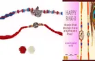 Metal 2 Pcs Rakhi with Greeting Card & Roli Chawal 