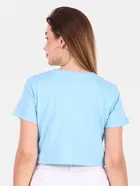 Round Neck Printed Crop Top for Women 
