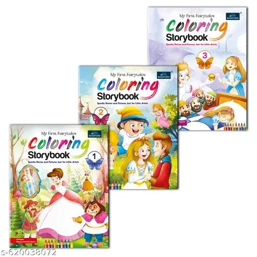 Fairytales Coloring Storybooks – Set of 3 Parts 1 2 3 Story Plus Coloring Books for Kids Age 3 to 8 Years Creative Activity Book Early Learning Birthday Gift Homeschooling Craft Fun Imagination Boost Brain Development