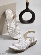 Shoetopia White Flat Sandals IND-6