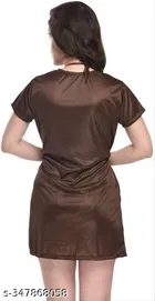 Satin Solid Babydoll for Women, Brown 