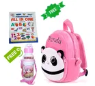 Combo of Fabric School Bag, Water Bottle with All in One Book for Kids 