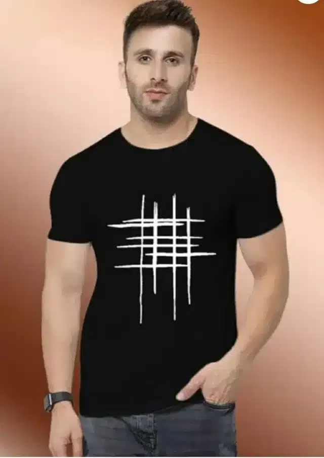 Printed Half Sleeeves T-Shirt For Men (Black, M)