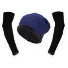 Woolen Solid Cap with Full Hand Gloves for Men & Women 