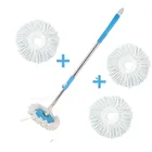 Stainless Steel Spin Mop Rod Set with 3 Pcs Refill (Blue & White, Set of 2)