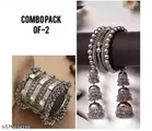 Combo pack of 2 silver oxidized cuff bracelet