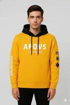 Fleece Printed Hoodie for Men, Yellow 