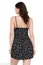 Satin Soft & Attractive Nightdress for Women & Girls , Black 