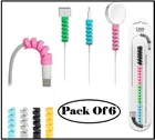 Rubber Spiral 4 Pcs Mobile Cable Protectors (Multicolor, Set of 6)