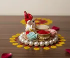 Metal Decoretive Pooja Thali, Multicolour Pack of 2