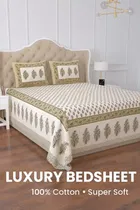 KC Jaipuri Cotton King Bedsheeet Floral Printed 90x108in Brown