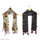 Chiffon Scarves for Women, Multicolor, Pack of 2