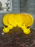 Plastic Dinner Set (Yellow, Set of 18)