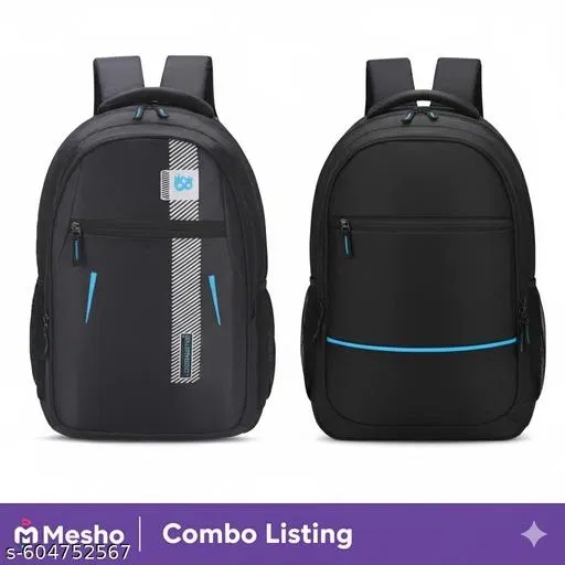 Polyester Backpack for Men & Women, Black