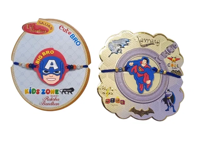 Synthetic Rakhi for Raksha Bandhan (Multicolor, Pack of 2)