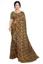 Kanooda Prints Georgette Women Saree With Un-stitched Blouse 
