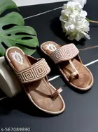 Shoetopia Girls Flat Sandals Size 8.0 Brown Embellished
