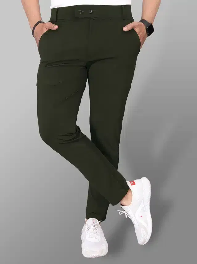 Lycra Blend Trouser for Men (Bottle Green, 34)