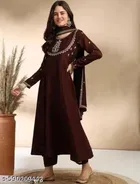 Solid Flared Kurta Set for Women 