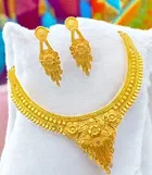 Alloy Choker Necklace with Earrings for Women 