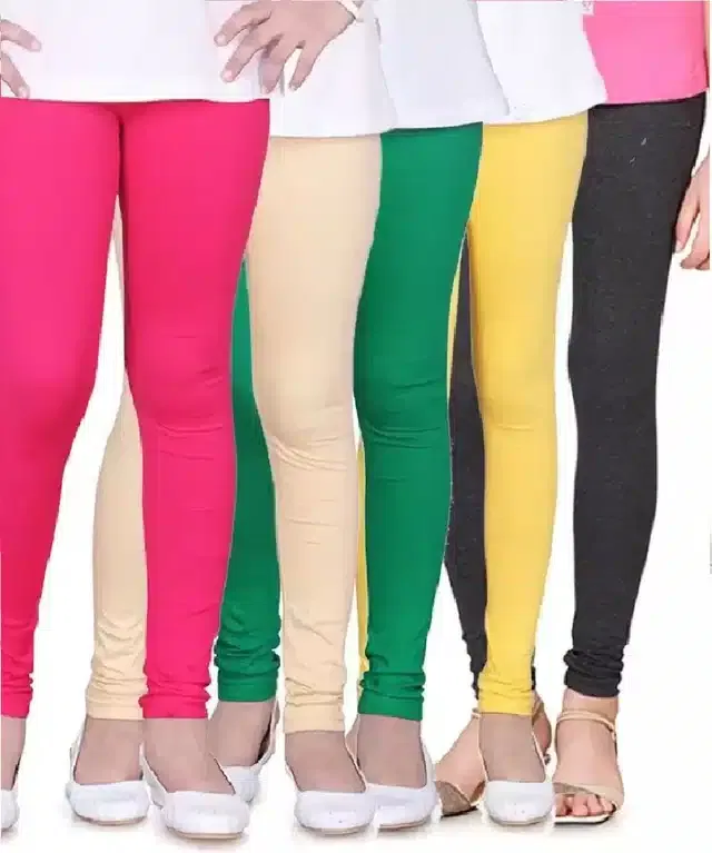 Soft & Comfortable Leggings for Girls (Pack of 5) (Multicolor, 13-14 Years)