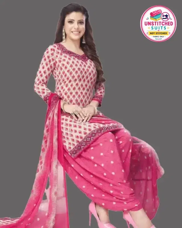 Unstitched Dress Material for Women & Girls (Pink)