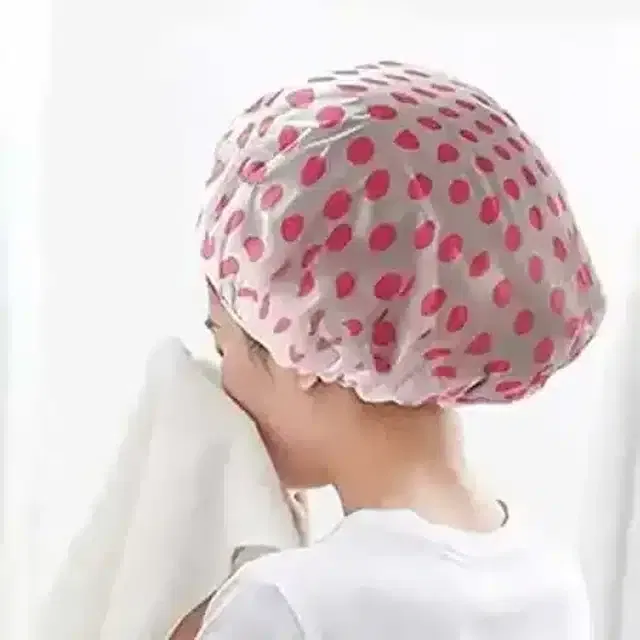 Pallavi Trading Waterproof Elastic Band Plastic Reusable Shower Caps For Women'S, 6 Pc