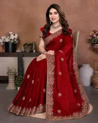 Bollywood Embroidered Organza Saree for Women 