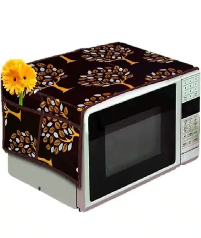 Knit Printed Oven Top Cover with Side Pockets (Multicolor)