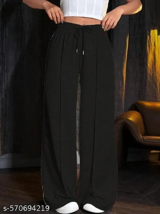 Cotton Blend Solid Trousers for Men, Black (XL)