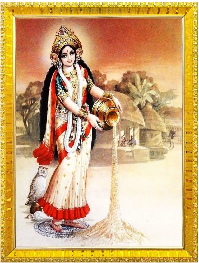 Polyester Laxmi Devi Religious Wall Photo Frame (Multicolor, 5X7 inches)
