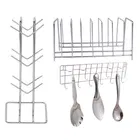 Stainless Steel Cup Stand & Plate Stand & Hook Rail For Kitchen 