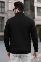 Fleece Printed Sweatshirt for Men, Black 