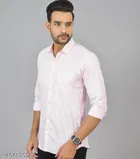 Cotton Blend Solid Shirt for Men, Pink 