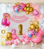 Barbie Theme 1st Birthday Balloon Decoration Kit For Kids, Multicolor, Pack Of 80