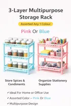 3 Layer Multipurpose Storage Rack Assorted Any 1 Colour Pink Or Blue