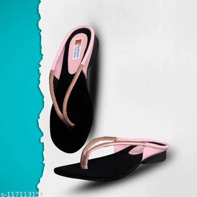 Flats for Women (Pink & Black, 5)