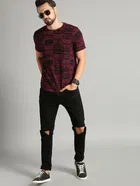 100% Cotton Round Neck Printed T-Shirt for Men 