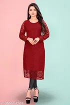 Net Kurti for Women,  Red  