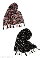 Chiffon Scarves for Women, Black, Pack of 2