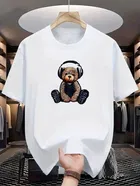 Polyester Printed Half Sleeves T-Shirts For Men, White 