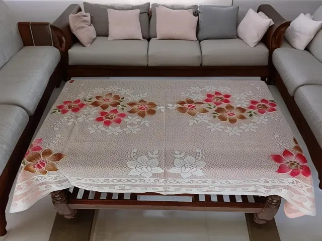 PVC Printed 4 Seaters Table Cover (Multicolor, 40x60 inches)