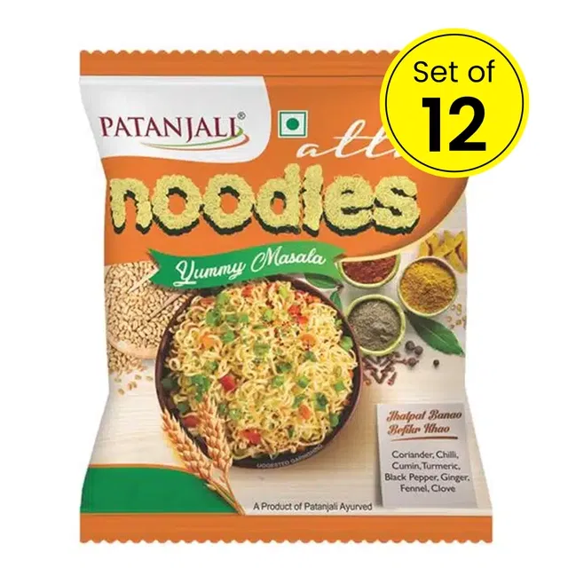 पतंजलि आटा नूडल्स यम्मी मसाला 12X60 g (पैक ऑफ 12)