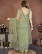 Bollywood Green Organza Net Saree for Women