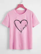 Cotton Blend Round Neck T-Shirt for Women 