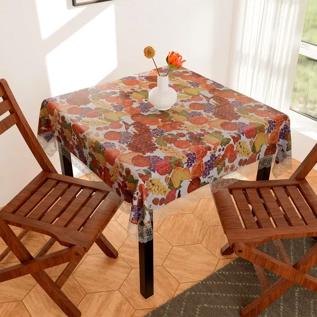 PVC Printed 4 Seaters Table Cover (Multicolor, 40x60 inches)
