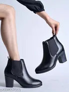 Shoetopia Synthetic Heeled Boots Black 