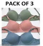 Cotton Lightly Padded Bra for Women, Pack of 3 